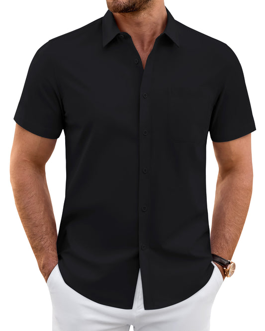 J.VER Mens Short Sleeve Dress Shirts Wrinkle Free Button Down Shirt