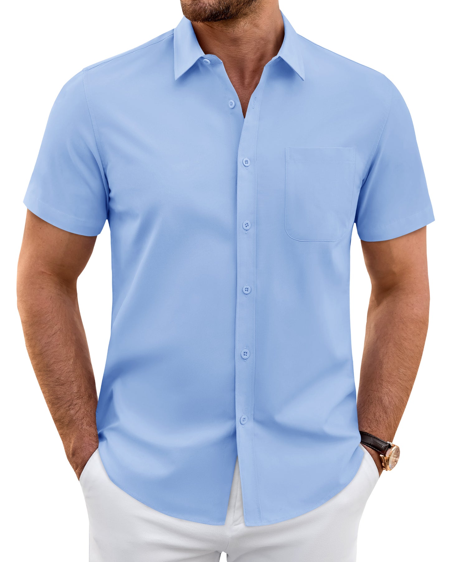 J.VER Mens Short Sleeve Dress Shirts Wrinkle Free Button Down Shirt