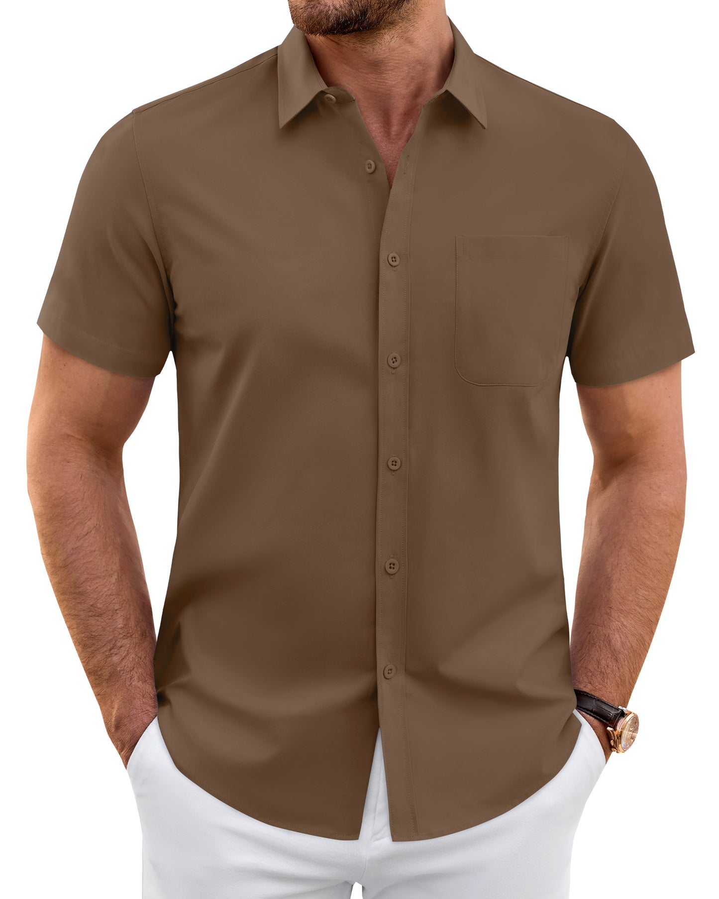 J.VER Mens Short Sleeve Dress Shirts Wrinkle Free Button Down Shirt