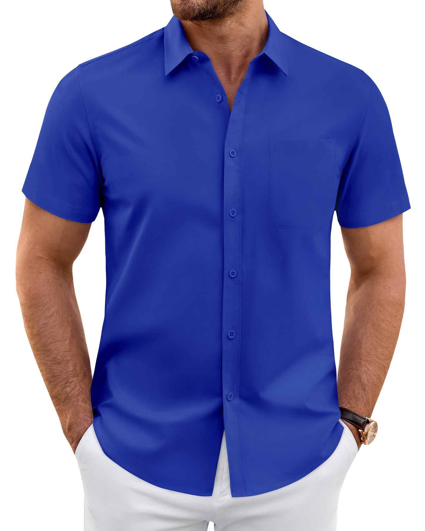 J.VER Mens Short Sleeve Dress Shirts Wrinkle Free Button Down Shirt
