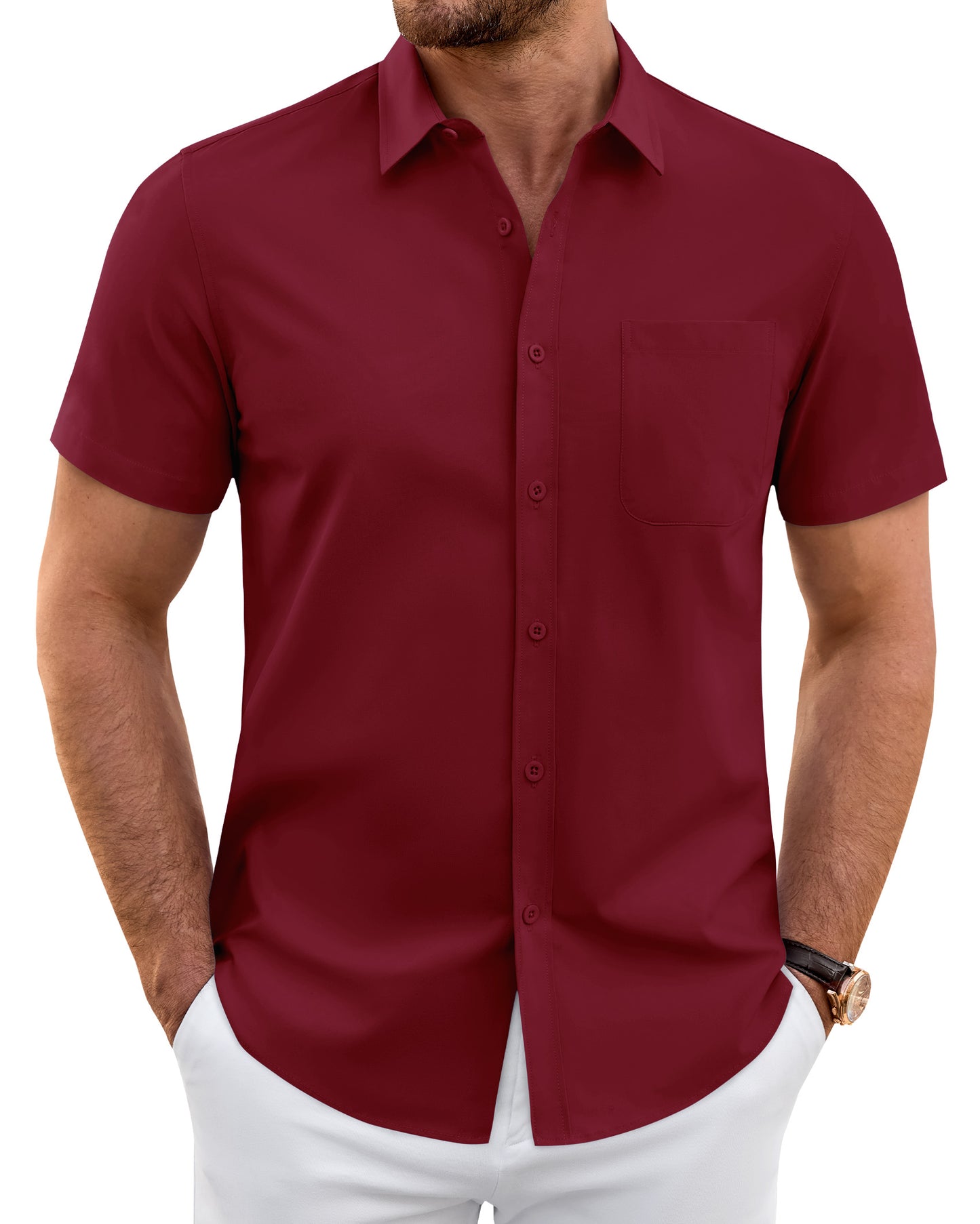 J.VER Mens Short Sleeve Dress Shirts Wrinkle Free Button Down Shirt