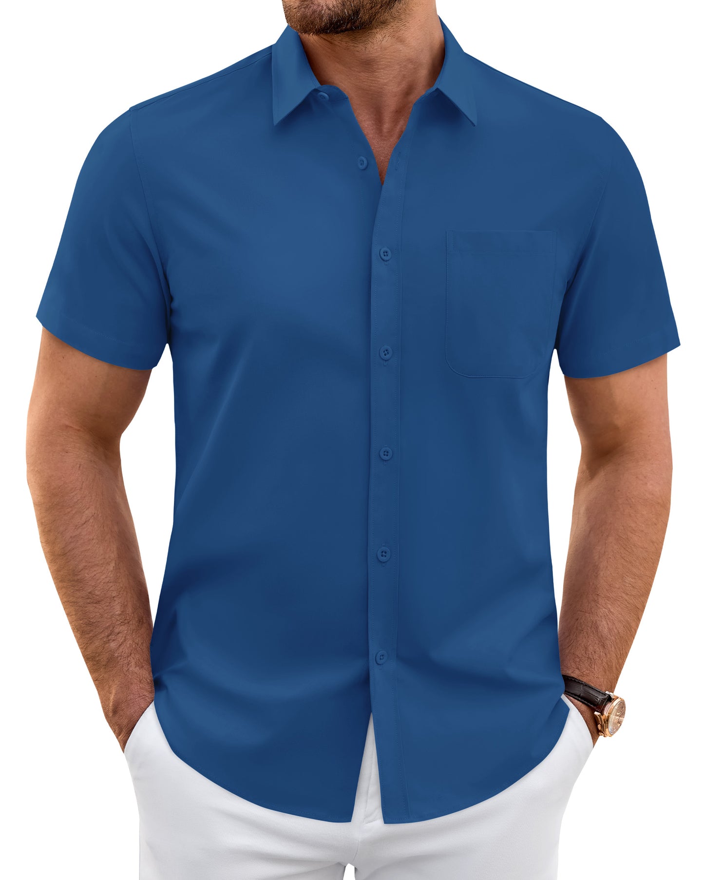J.VER Mens Short Sleeve Dress Shirts Wrinkle Free Button Down Shirt