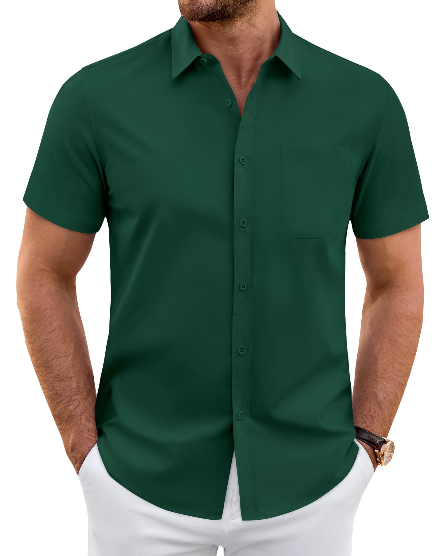 J.VER Mens Short Sleeve Dress Shirts Wrinkle Free Button Down Shirt