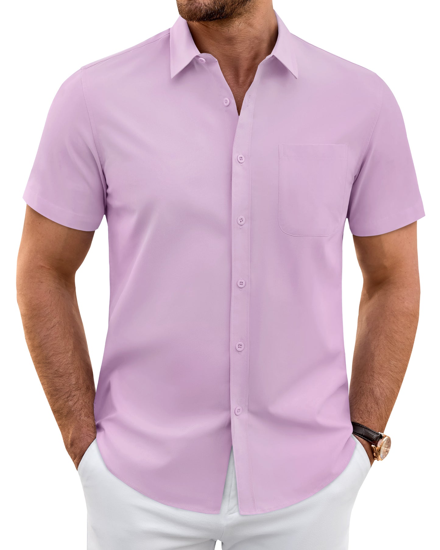 J.VER Mens Short Sleeve Dress Shirts Wrinkle Free Button Down Shirt