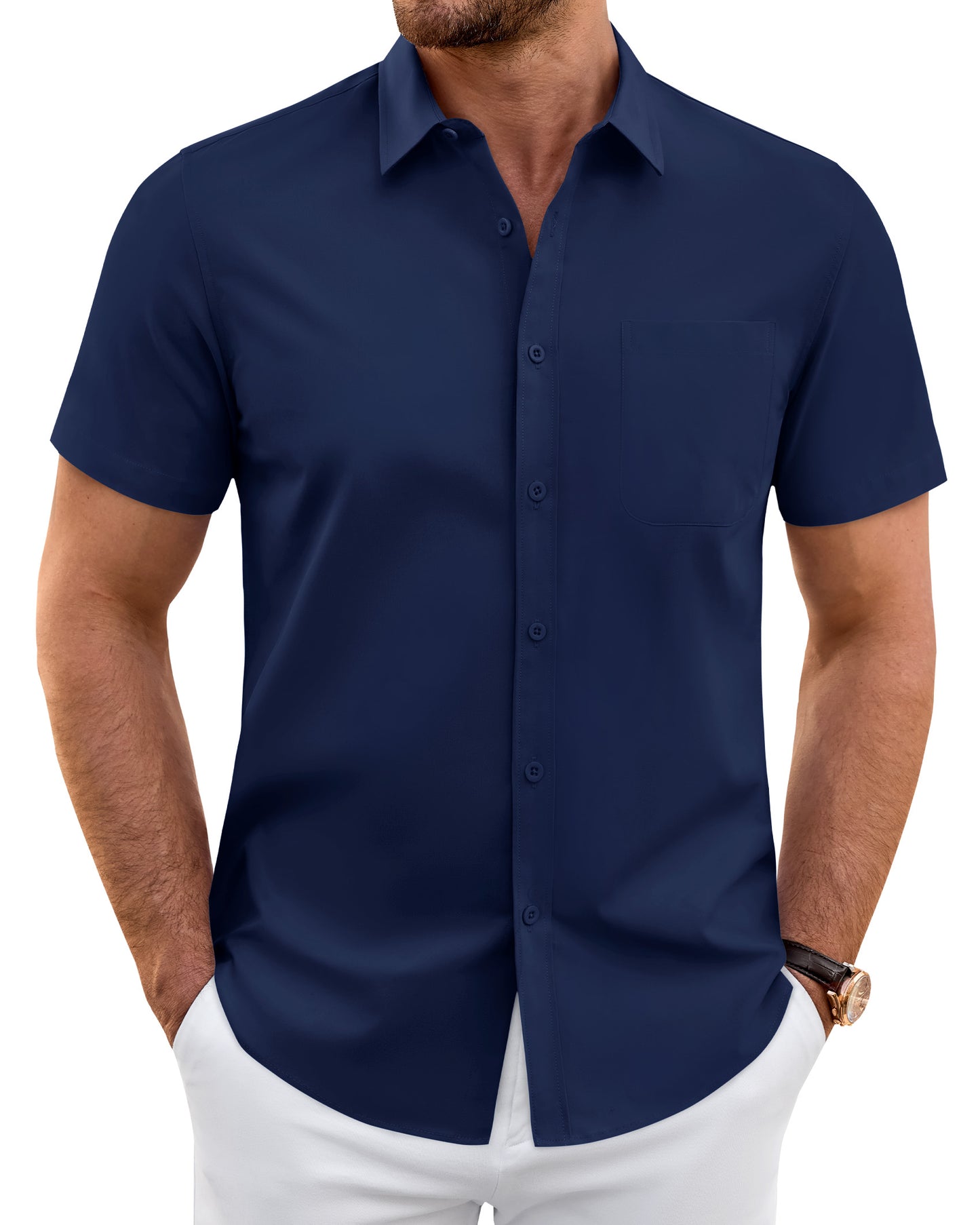J.VER Mens Short Sleeve Dress Shirts Wrinkle Free Button Down Shirt