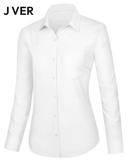 J VER Dress Shirts for Women Button Down Wrinkle Free Shirt
