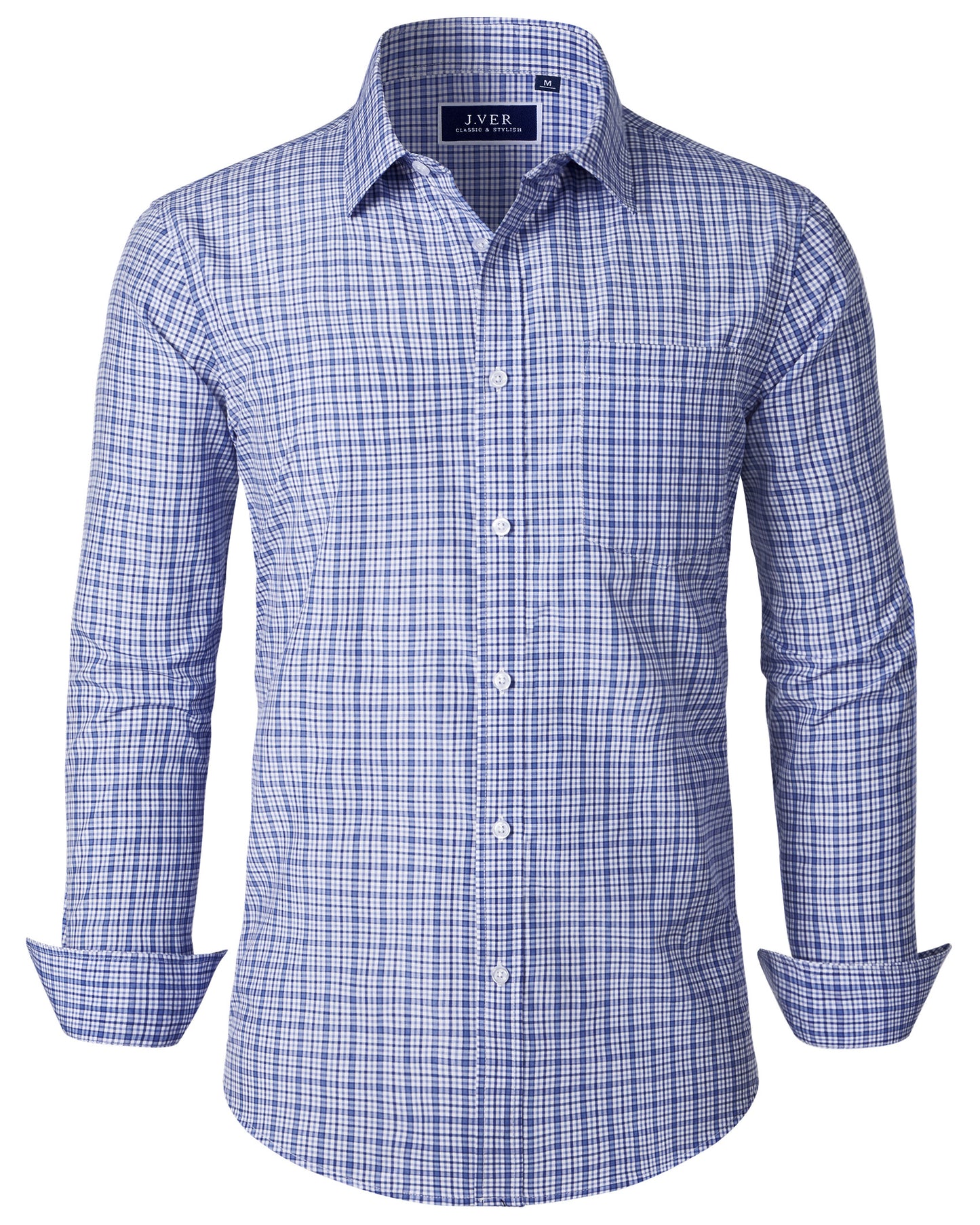 J.VER Men's Button Down Shirts Wrinkle Free Plaid Dress Shirt