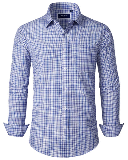 J.VER Men's Button Down Shirts Wrinkle Free Plaid Dress Shirt