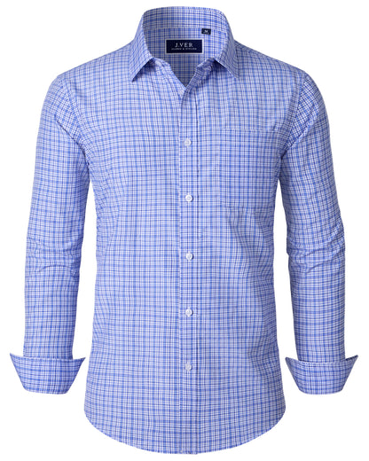J.VER Men's Button Down Shirts Wrinkle Free Plaid Dress Shirt