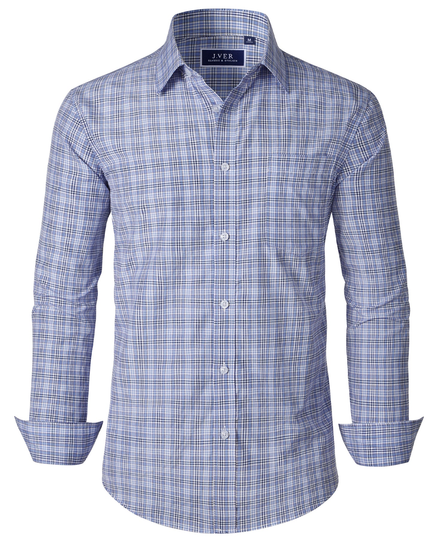 J.VER Men's Button Down Shirts Wrinkle Free Plaid Dress Shirt