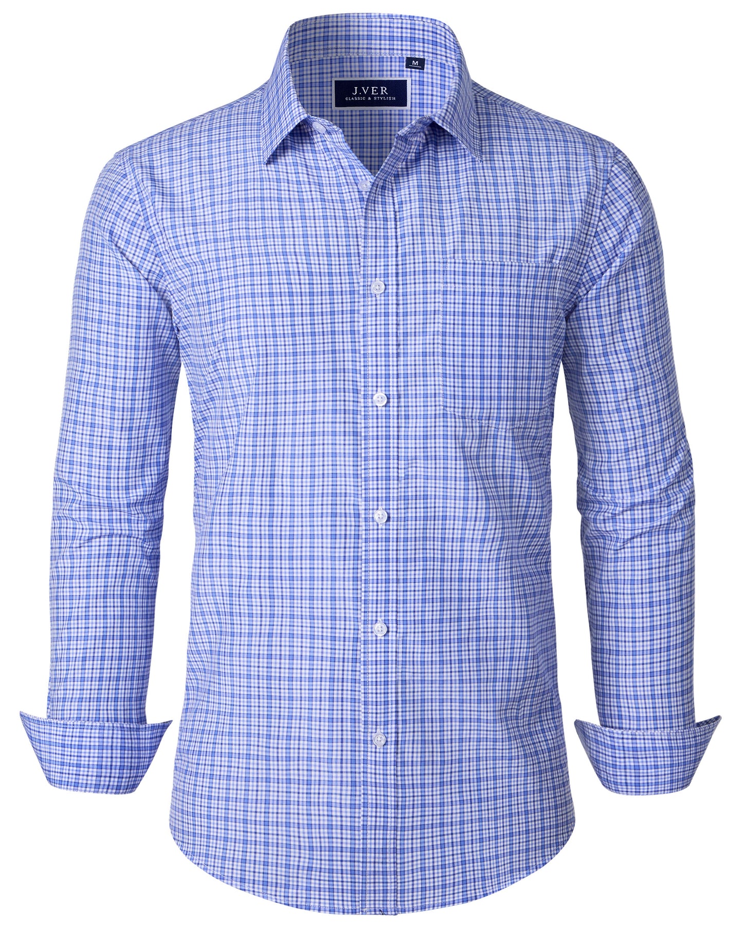 J.VER Men's Button Down Shirts Wrinkle Free Plaid Dress Shirt