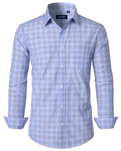 J.VER Men's Button Down Shirts Wrinkle Free Plaid Dress Shirt