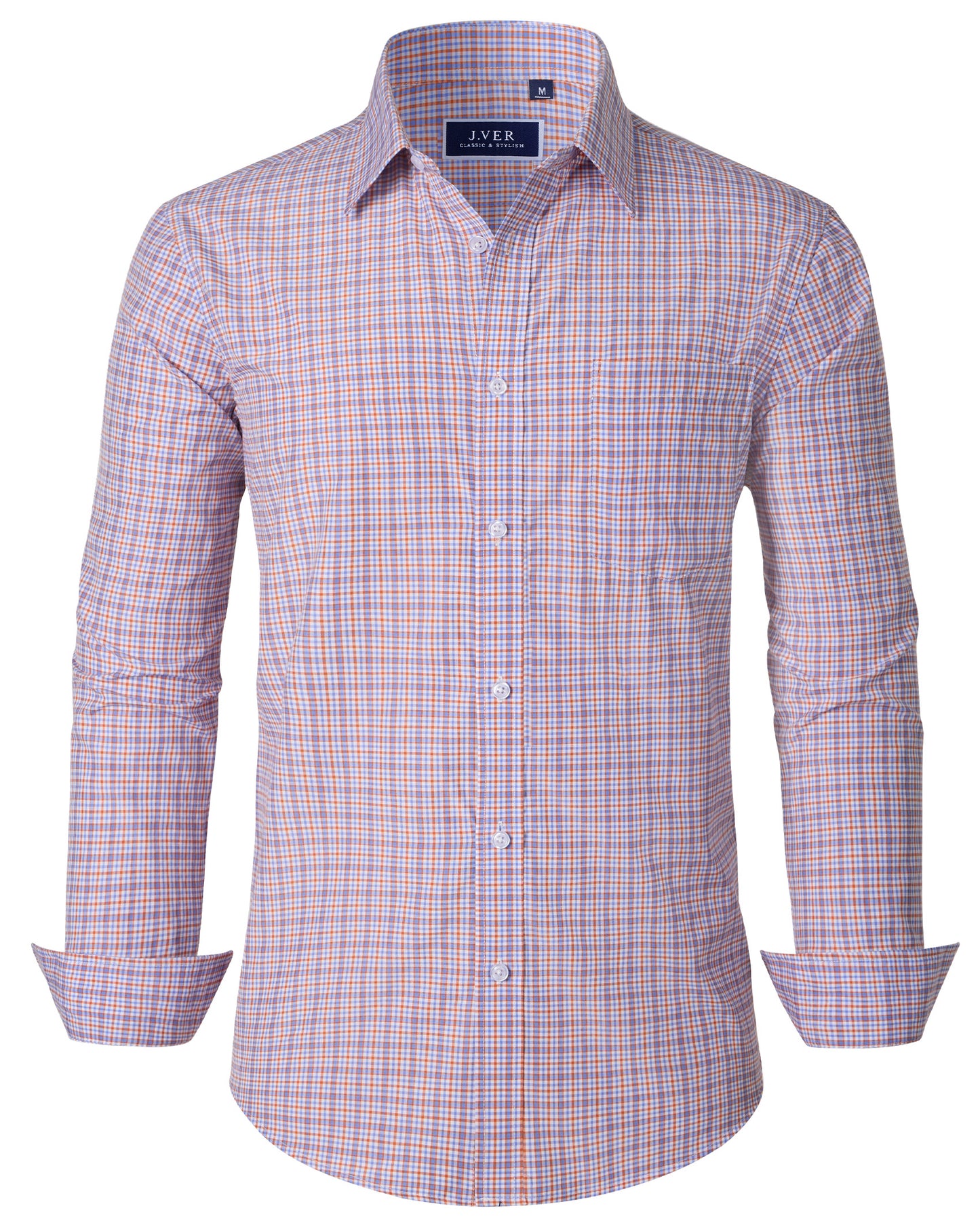 J.VER Men's Button Down Shirts Wrinkle Free Plaid Dress Shirt
