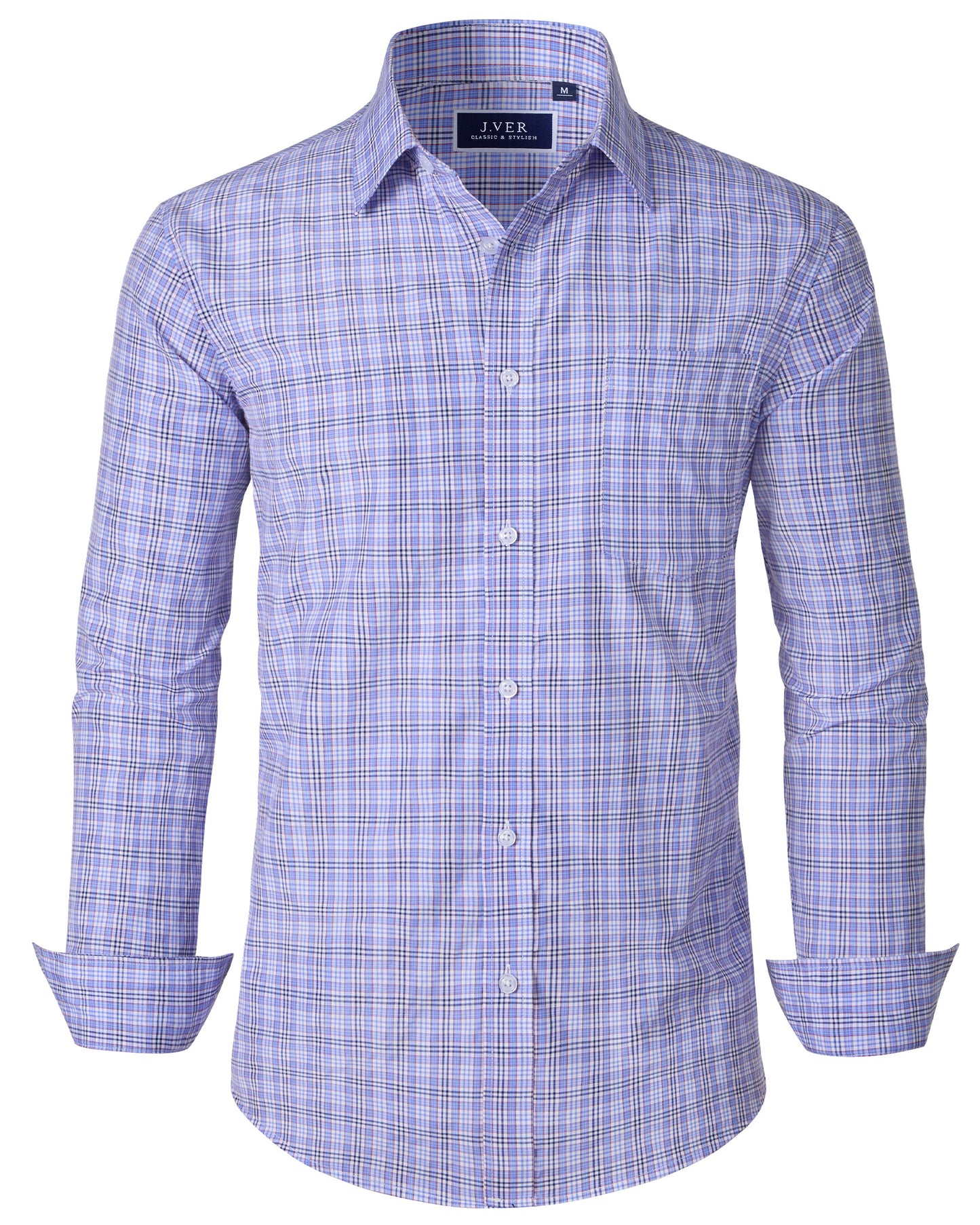 J.VER Men's Button Down Shirts Wrinkle Free Plaid Dress Shirt