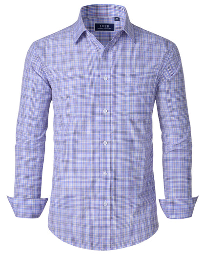 J.VER Men's Button Down Shirts Wrinkle Free Plaid Dress Shirt