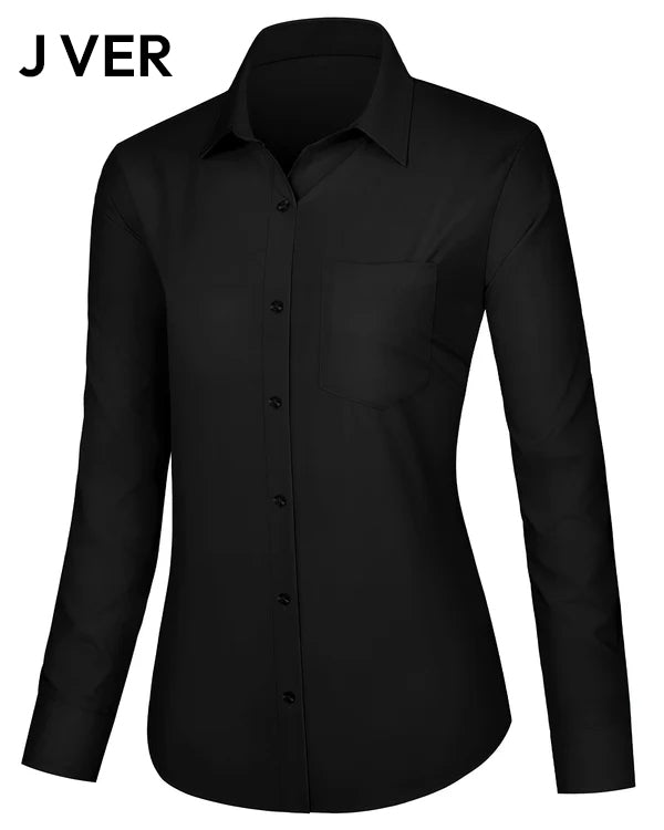 J VER Dress Shirts for Women Button Down Wrinkle Free Shirt