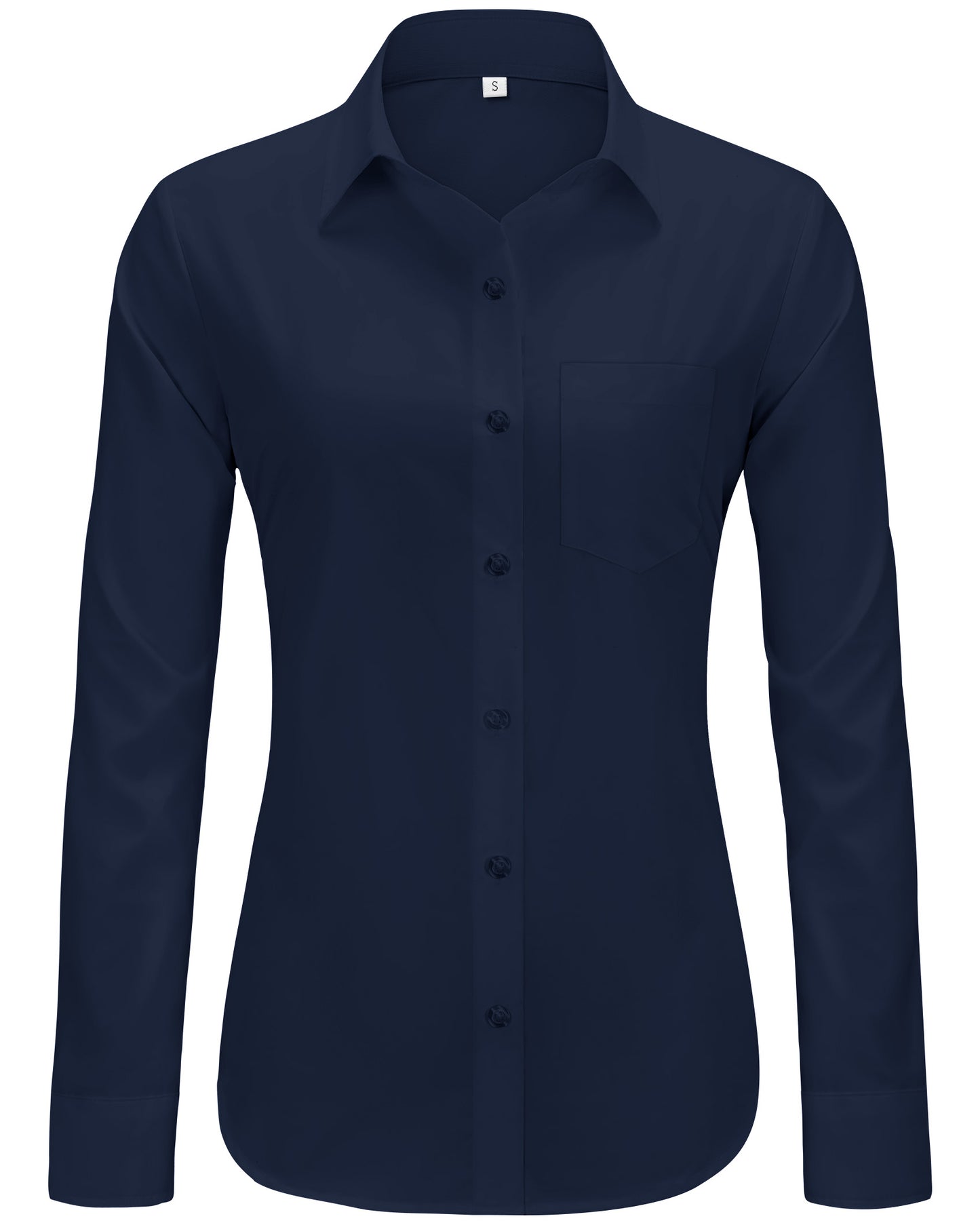 Womens Solid Wrinkle Free Button Down Long Sleeve Dress Shirts