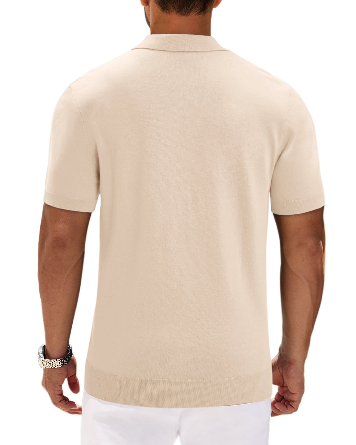 J VER Polo Shirts for Men Short Sleeve V Neck Knit Polo Shirt