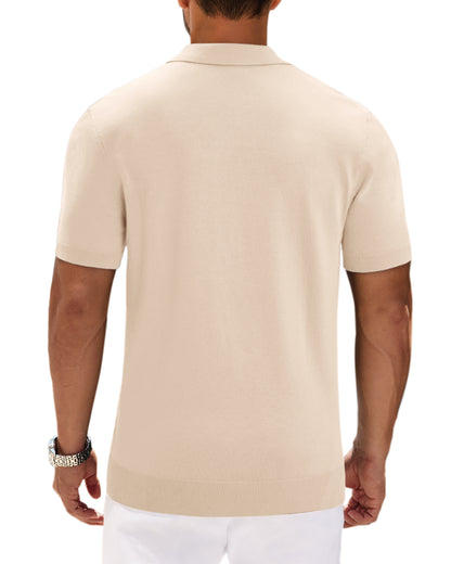 J VER Polo Shirts for Men Short Sleeve V Neck Knit Polo Shirt
