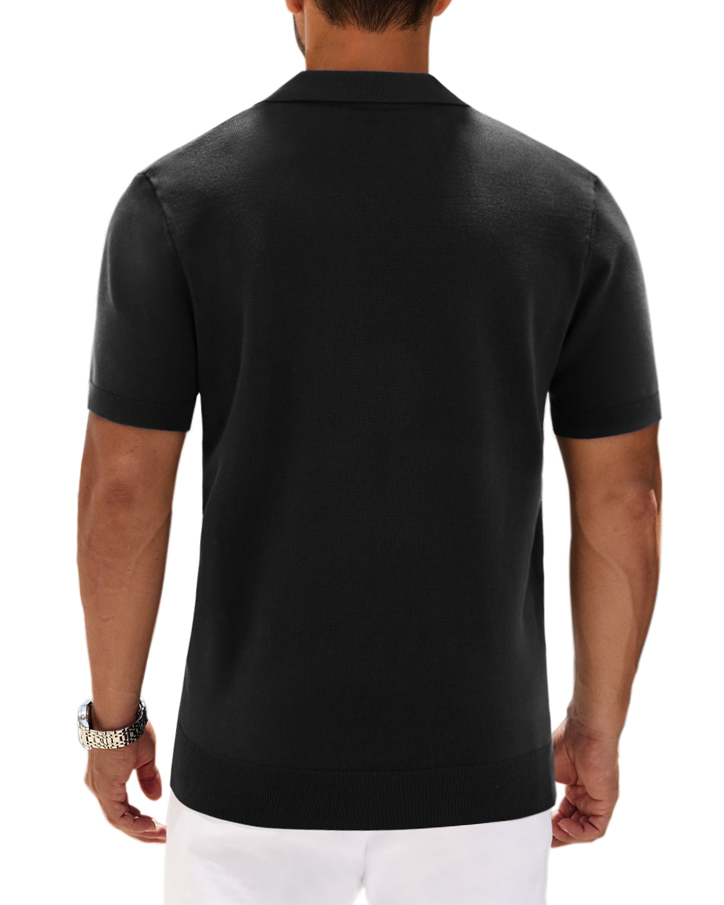 J VER Polo Shirts for Men Short Sleeve V Neck Knit Polo Shirt