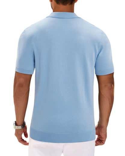 J VER Polo Shirts for Men Short Sleeve V Neck Knit Polo Shirt