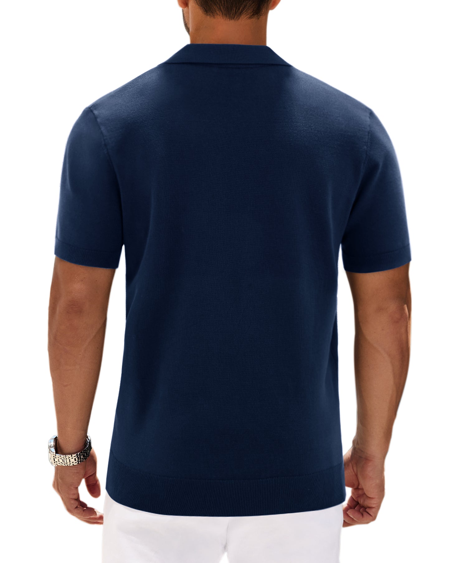 J VER Polo Shirts for Men Short Sleeve V Neck Knit Polo Shirt