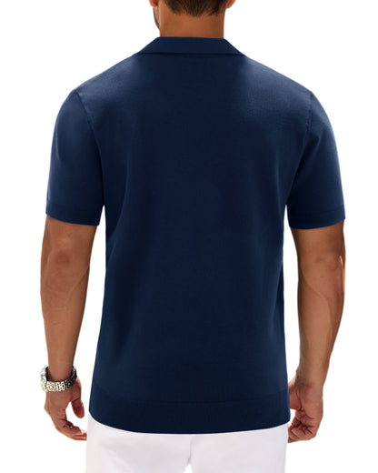 J VER Polo Shirts for Men Short Sleeve V Neck Knit Polo Shirt