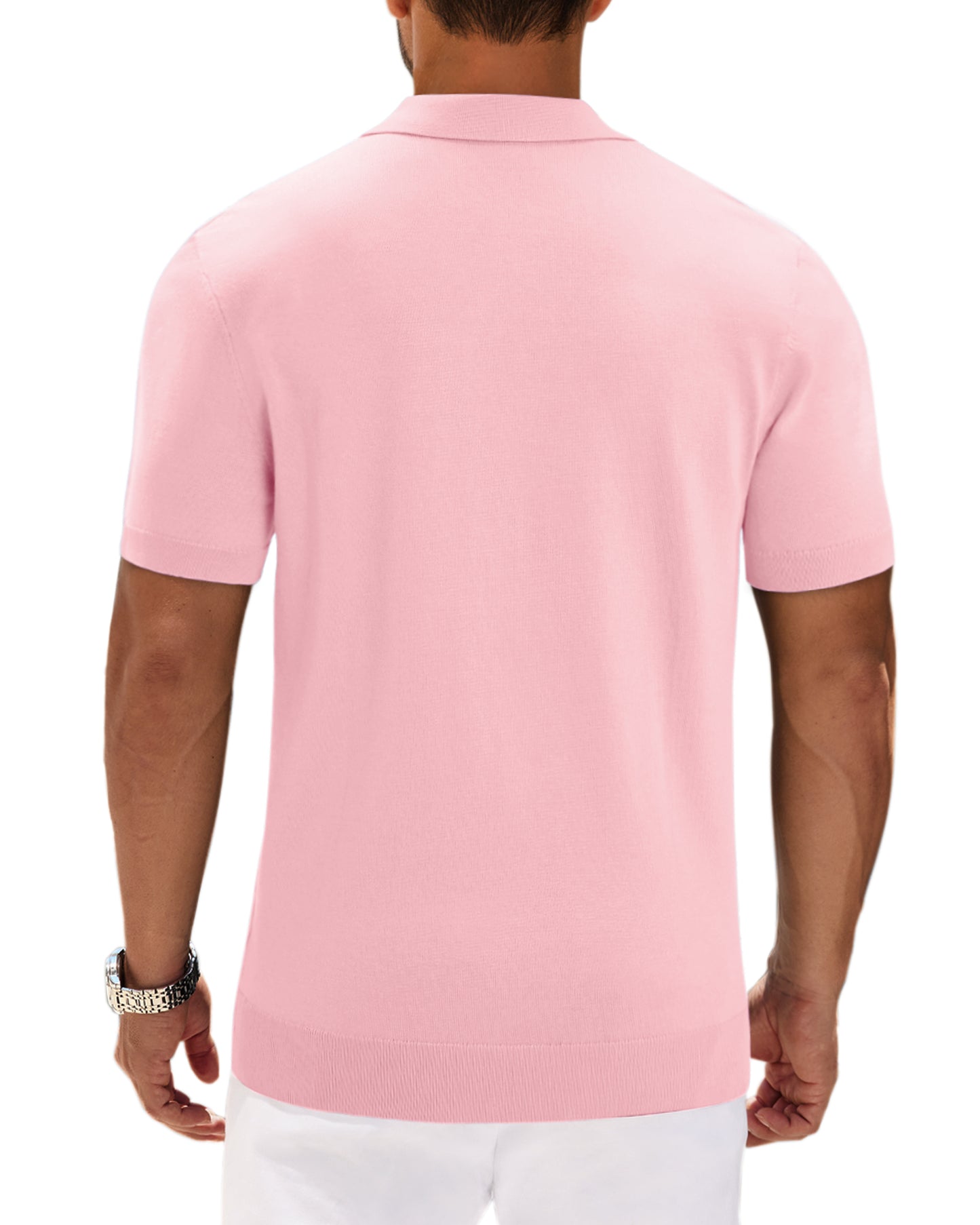 J VER Polo Shirts for Men Short Sleeve V Neck Knit Polo Shirt