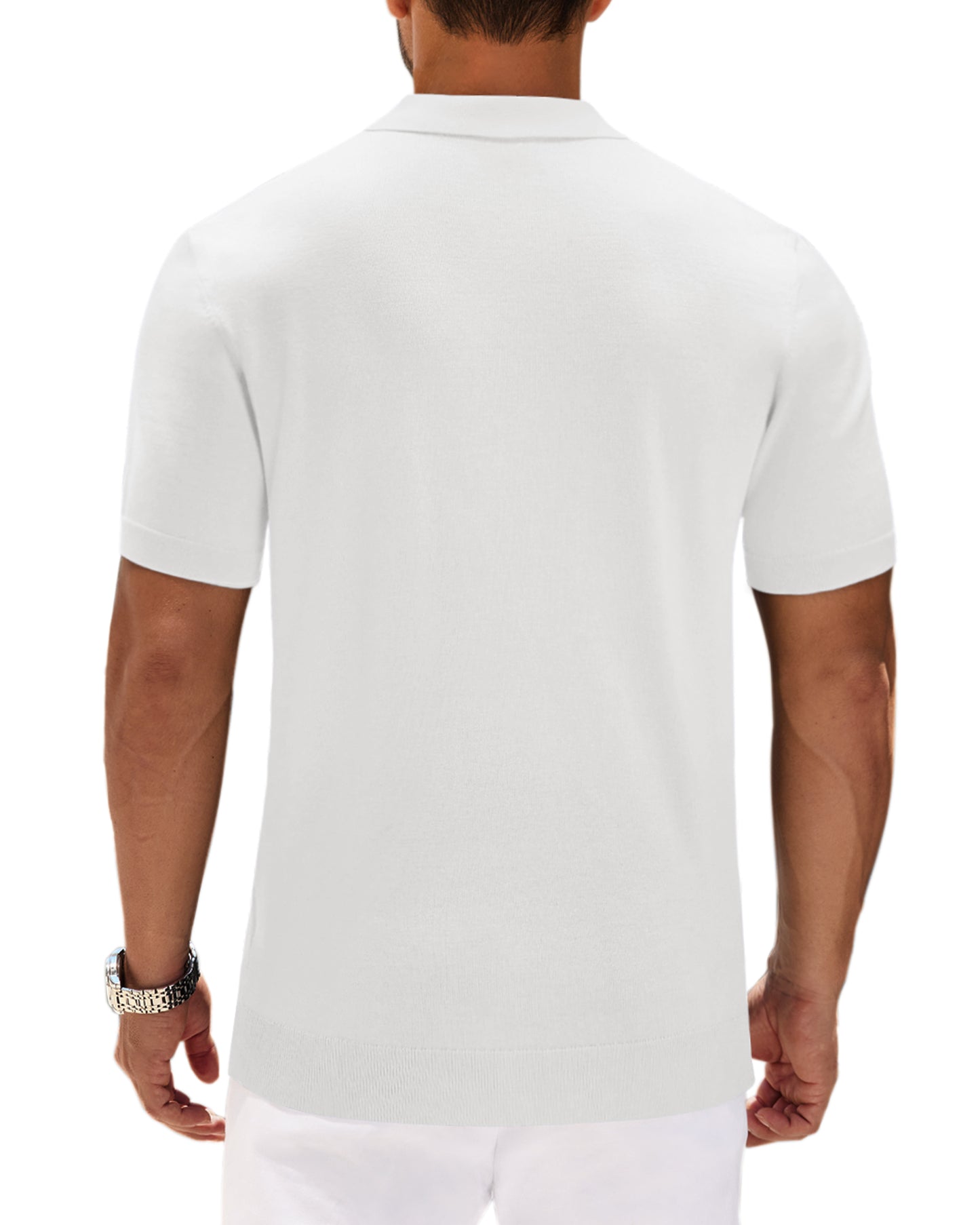 J VER Polo Shirts for Men Short Sleeve V Neck Knit Polo Shirt