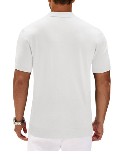 J VER Polo Shirts for Men Short Sleeve V Neck Knit Polo Shirt