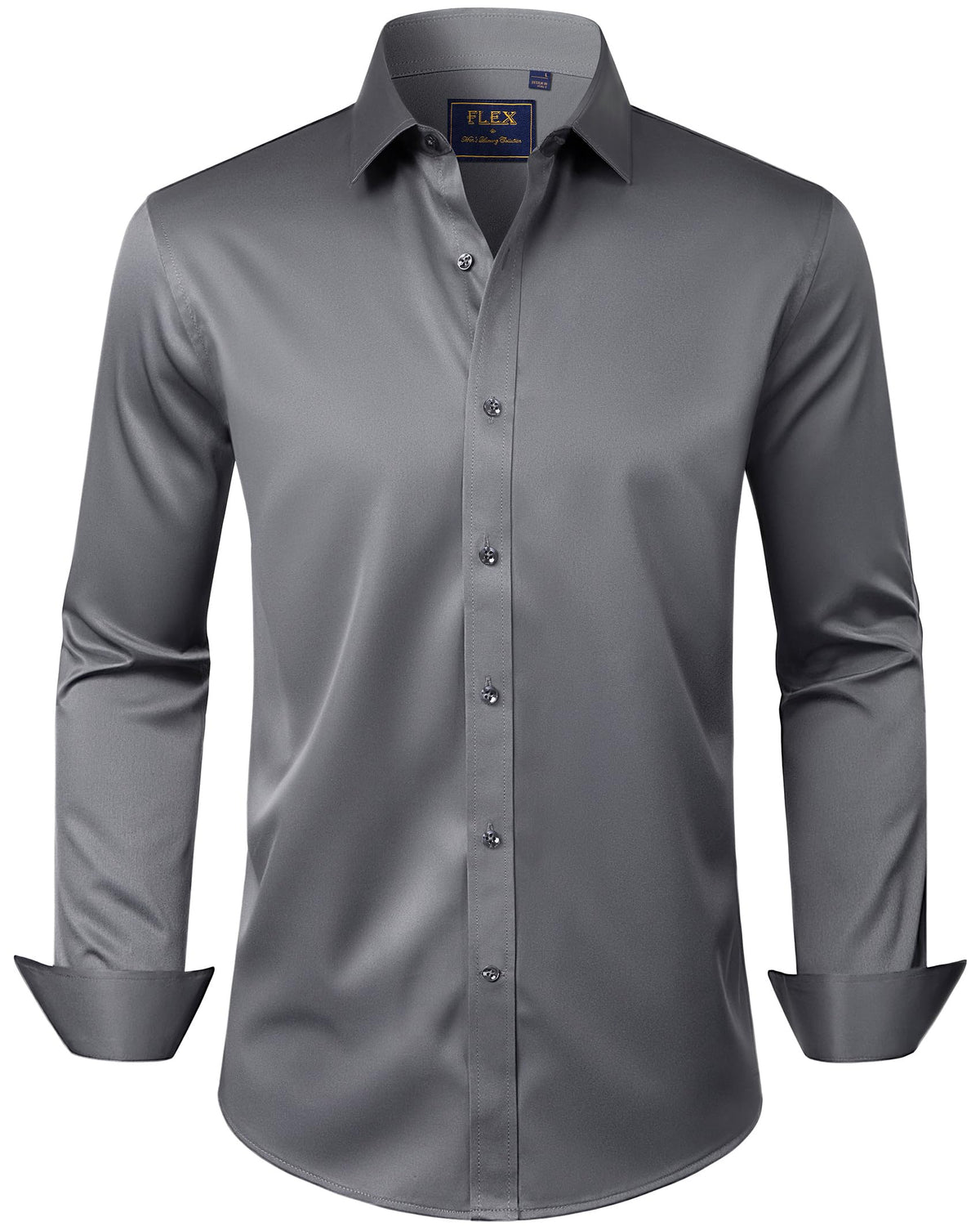 Mens Long Sleeve Dress Shirt Stretch Casual Business Formal Shirts