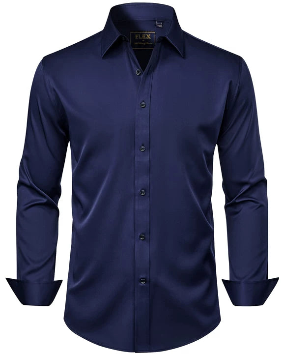 Mens Long Sleeve Dress Shirt Stretch Casual Business Formal Shirts