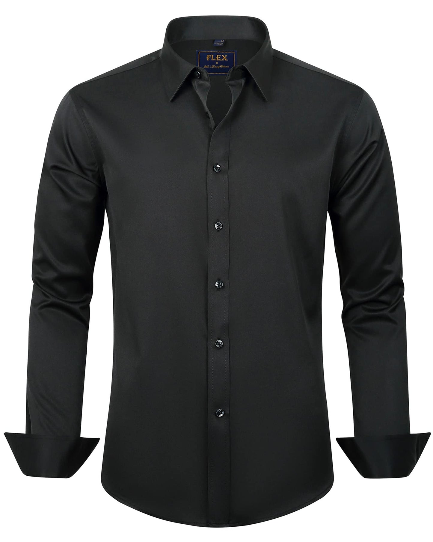 Men's Dress Shirts Solid Long Sleeve Stretch Wrinkle-Free Formal Shirt