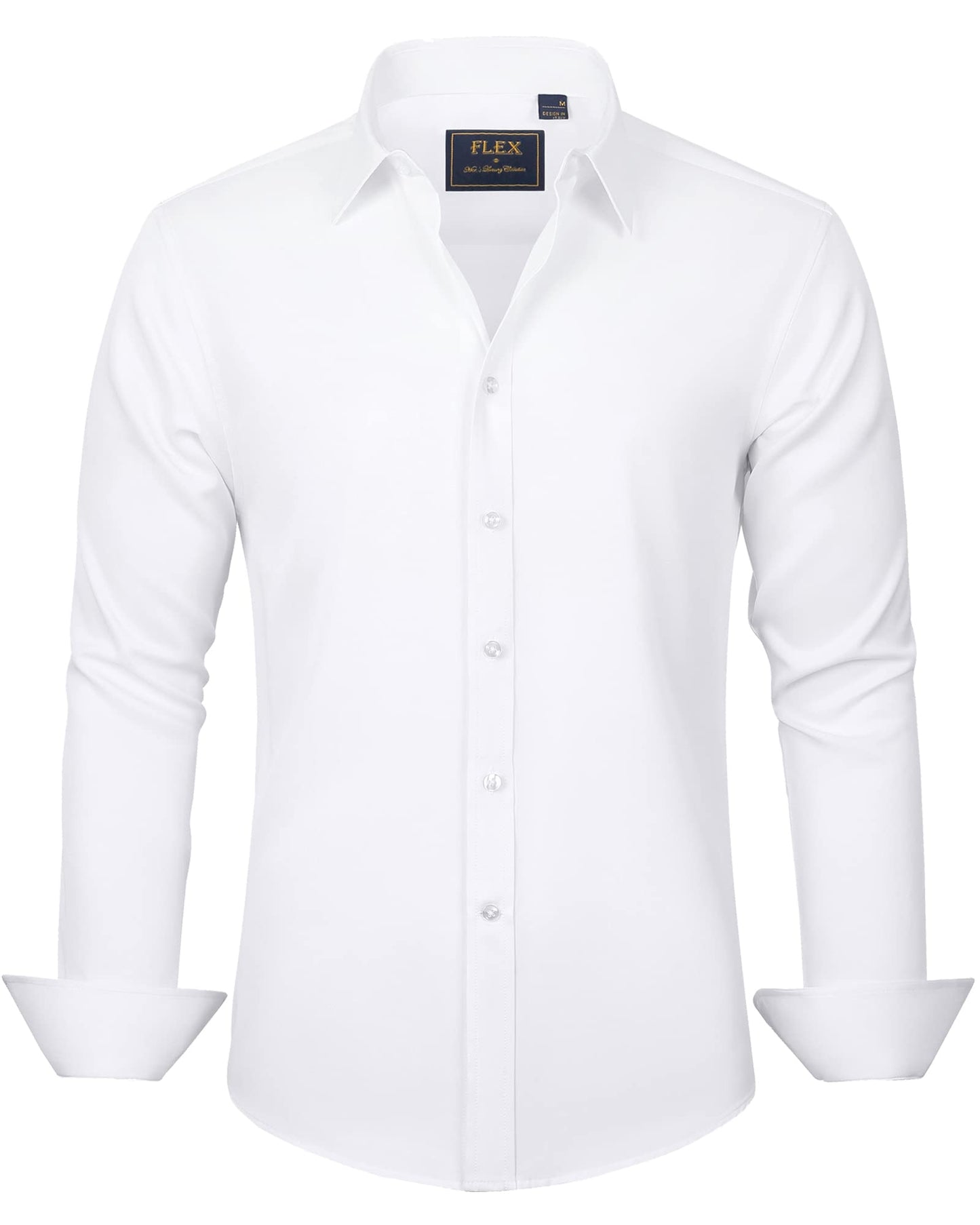Men's Dress Shirts Solid Long Sleeve Stretch Wrinkle-Free Formal Shirt